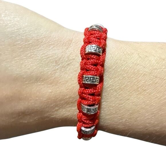 Handmade paracord bracelet with Egyptian style metal beads - Picture 1 of 6